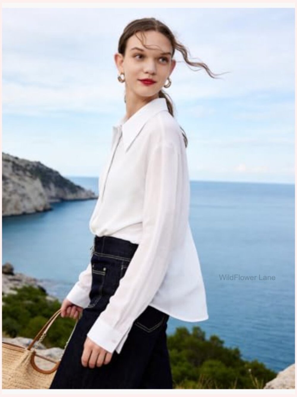 Sheer Button Down Shirt Long Sleeve See Through Chiffon Blouse Tunic Tops - Picture 3 of 7
